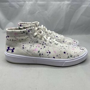 Under Armour Kick It 2 White High-Top Sneakers with Purple & Pink Splatter